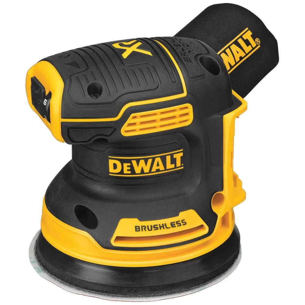 DEWALT 20V MAX XR Cordless Brushless 5 in. Random Orbital Sander, 20V MAX XR Cordless Jigsaw, and (1) 20V 5.0Ah Battery