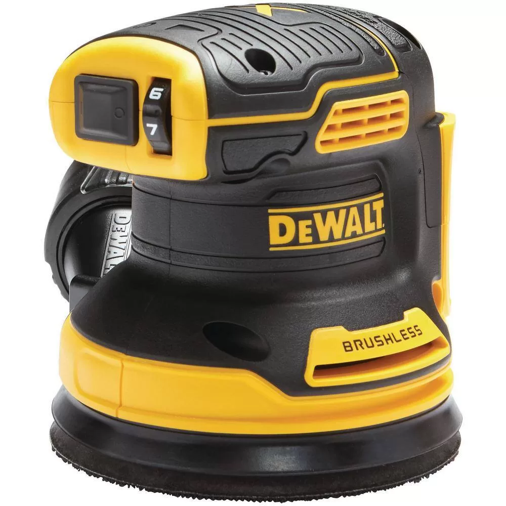 DEWALT 20V MAX XR Cordless Brushless 5 in. Random Orbital Sander, 20V MAX XR Cordless Jigsaw, and (1) 20V 5.0Ah Battery