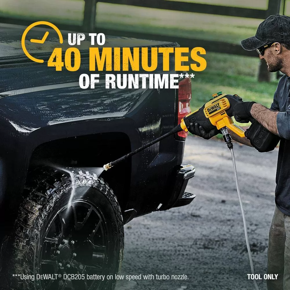 DEWALT DCPW550BWB205CK 20V MAX 550 PSI 1.0 GPM Cold Water Cordless Power Cleaner with (1) 5Ah Battery, Charger & Tool Bag
