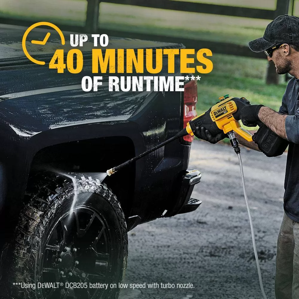 DEWALT DCPW550P1 20V MAX 550 PSI 1.0 GPM Cold Water Cordless Electric Power Cleaner with 4 Nozzles, (1) 5.0 Ah Battery and Charger