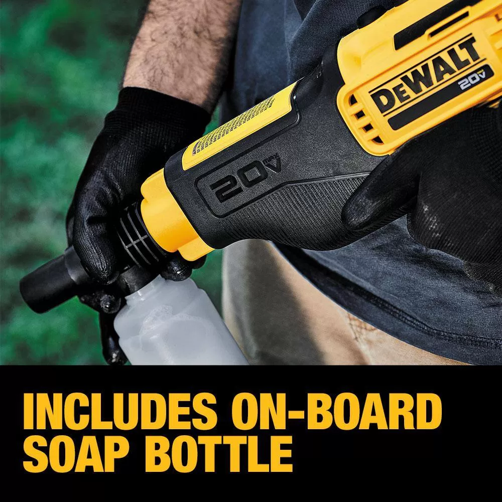 DEWALT DCPW550P1 20V MAX 550 PSI 1.0 GPM Cold Water Cordless Electric Power Cleaner with 4 Nozzles, (1) 5.0 Ah Battery and Charger