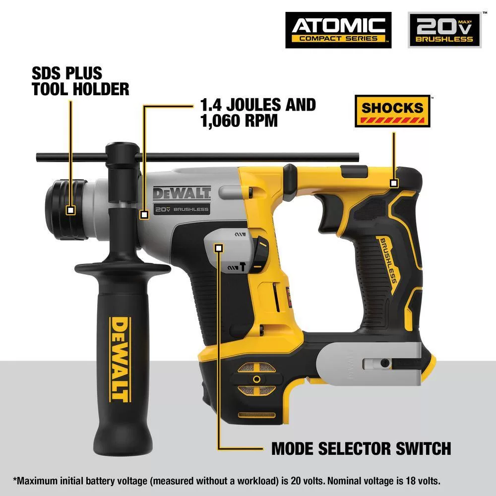 DEWALT DCH172BWDCB205 ATOMIC 20V MAX Cordless Ultra-Compact 5/8 in. Hammer Drill and 20V MAX XR Premium Lithium-Ion 5.0Ah Battery