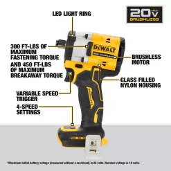 DeWalt Impact Wrenches DCF921B ATOMIC 20-Volt MAX Cordless Brushless 1/2 in. Impact Wrench (Tool-Only)