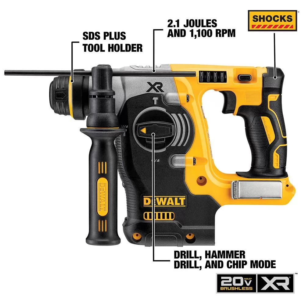 DEWALT DCS335BWDCH273B 20V MAX XR Cordless Barrel Grip Jigsaw and 20V MAX XR Cordless Brushless 1 in. SDS + L-Shape Rotary Hammer (Tools-Only)