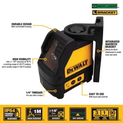 DEWALT 1002217192 330 ft. Green Self-Leveling Cross Line Laser Level with (3) AA Batteries & Case