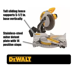 DEWALT DWS715WDWX725B 15 Amp Corded 12 in. Compound Single Bevel Miter Saw and Heavy-Duty Work Stand