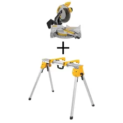 DEWALT DWS715WDWX725B 15 Amp Corded 12 in. Compound Single Bevel Miter Saw and Heavy-Duty Work Stand