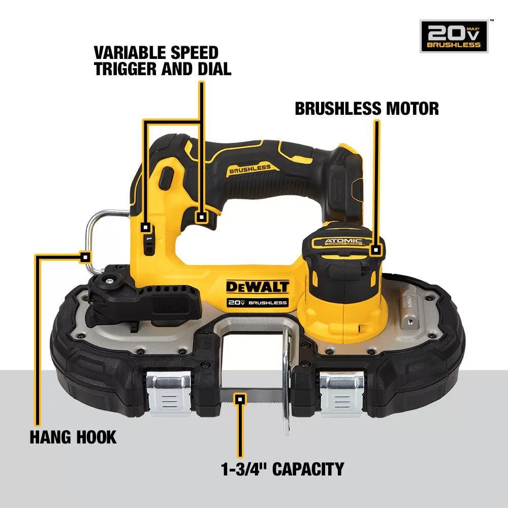 DEWALT DCS377BWDCB205 ATOMIC 20V MAX Cordless Brushless Compact 1-3/4 in. Bandsaw and (1) 20V MAX XR Premium Lithium-Ion 5.0Ah Battery