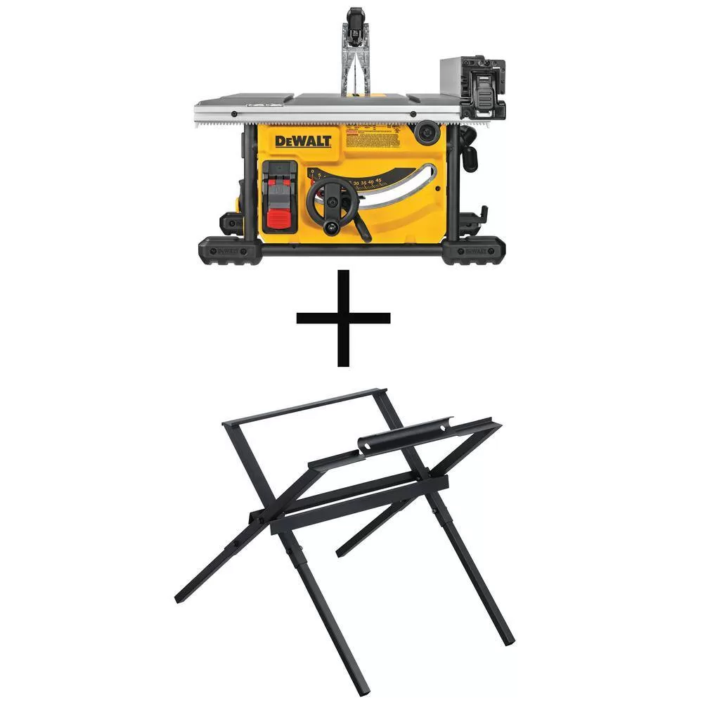 DEWALT 15 Amp Corded 8-1/4 in. Compact Jobsite Table Saw and Compact Table Saw Stand