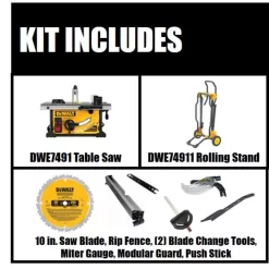 DEWALT DWE7491RS 15 Amp Corded 10 in. Job Site Table Saw with Rolling Stand