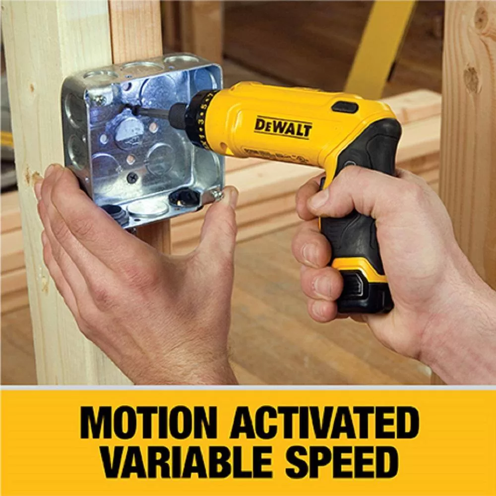 DEWALT DCF680N2 8V MAX Cordless Gyroscopic Screwdriver with Adjustable Handle, (2) 1.0Ah Batteries, Charger, and Bag