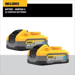 DEWALT DCBP520-2 POWERSTACK 20V Lithium-Ion 5.0Ah Battery Pack (2 Pack)