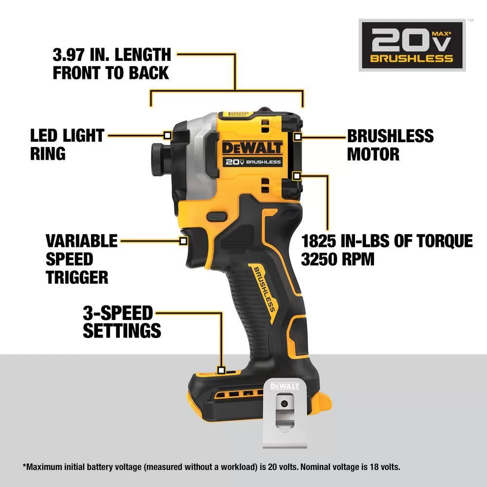 DEWALT DCK254E2 20V MAX Lithium-Ion Brushless Cordless 2 Tool Combo Kit with (2) 1.7Ah Batteries, Charger, and Bag