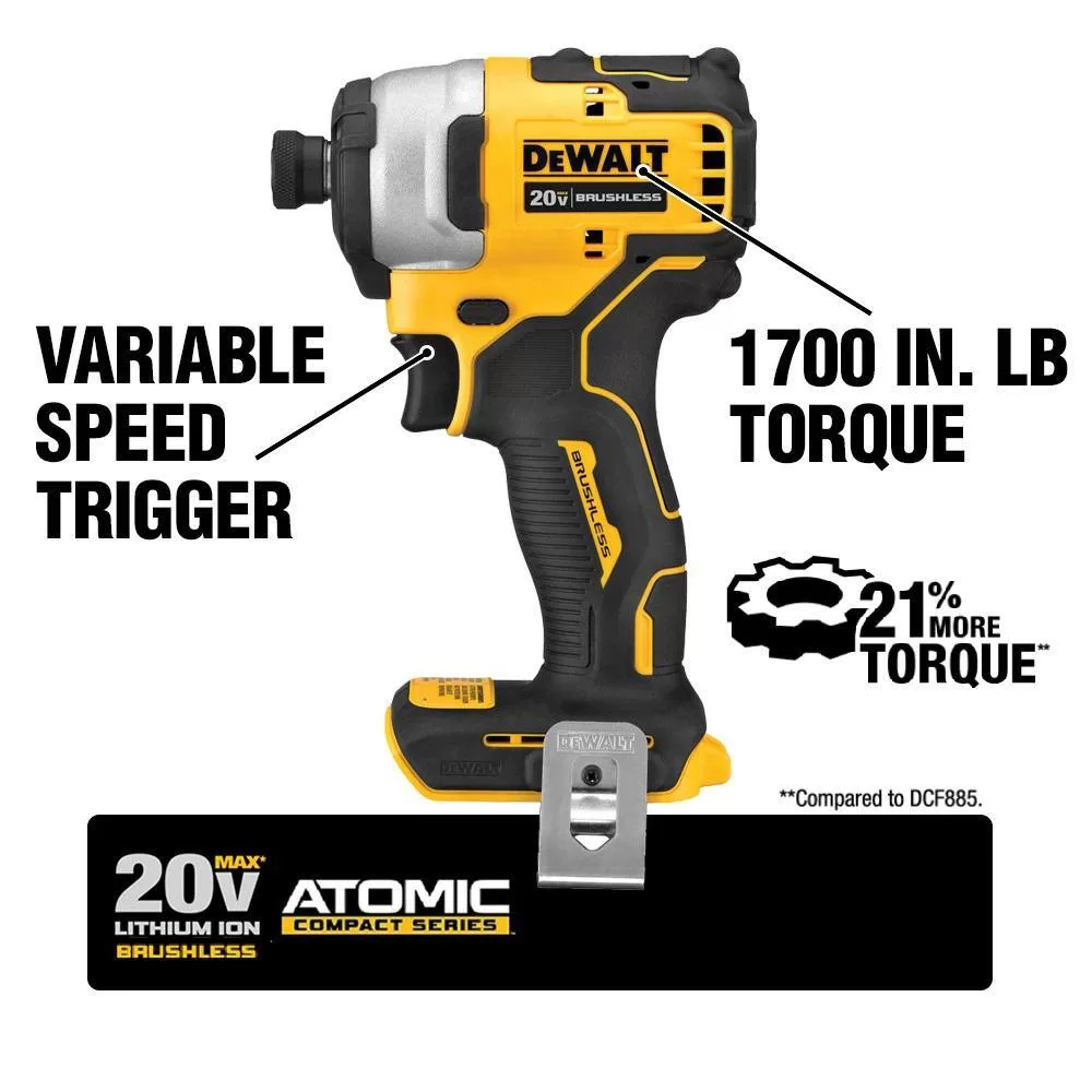 DEWALT DCK279C2WDCS354 ATOMIC 20V MAX Cordless Brushless Hammer Drill/Impact 2 Tool Combo Kit, Oscillating Tool, and (2) 1.3Ah Batteries