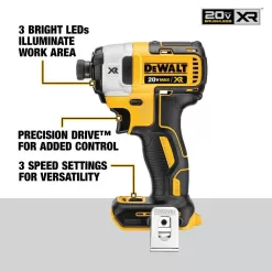 DEWALT DCK482D1M1 20V Maximum Lithium-Ion Cordless 4 Tool Combo Kit with 4Ah Battery, 2Ah Battery, Charger, and Bag