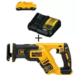 DEWALT DCS367BW230C 20V MAX XR Cordless Brushless Compact Reciprocating Saw, (1) 20V Lithium-Ion 3.0Ah Battery, and 12V-20V MAX Charger