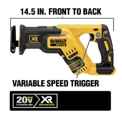 DEWALT 20V MAX XR Cordless Brushless Compact Reciprocating Saw, (1) 20V Compact Lithium-Ion 4.0Ah Battery, and 12V-20V Charger