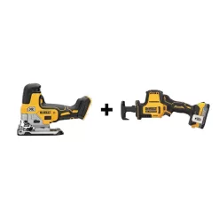 DEWALT DCS335BWCS369E1 Atomic 20-Volt Maximum Cordless Brushless Compact Reciprocating Saw & Barrel Grip Jigsaw with 1.7 Ah Battery & Charger