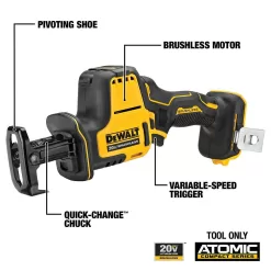 DEWALT DCS369BW203 ATOMIC 20V MAX Cordless Brushless Compact Reciprocating Saw and (1) 20V MAX Compact Lithium-Ion 2.0Ah Battery