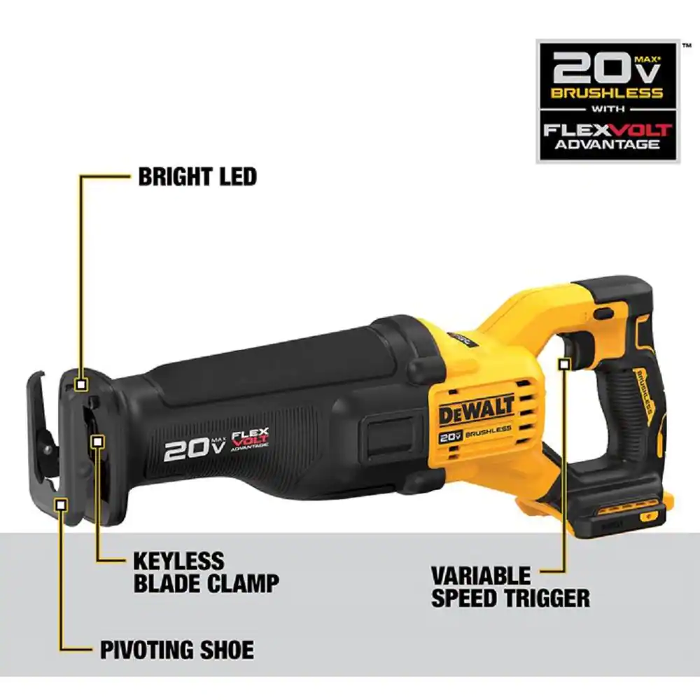 DEWALT DCS386B 20-Volt MAX Lithium Ion Cordless Brushless Reciprocating Saw with FLEXVOLT ADVANTAGE (Tool Only)