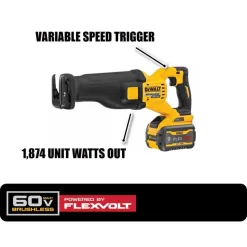 DEWALT DCS389X1 FLEXVOLT 60V MAX Cordless Brushless Reciprocating Saw with (1) FLEXVOLT 9.0Ah Battery