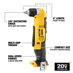 DEWALT DCB230CW740B 20V MAX Cordless 3/8 in. Right Angle Drill/Driver and (1) 20V 3.0Ah Battery and Charger