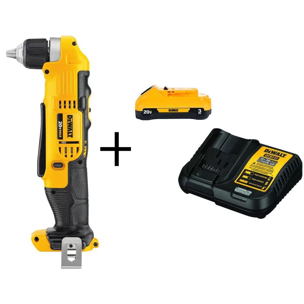 DEWALT DCB230CW740B 20V MAX Cordless 3/8 in. Right Angle Drill/Driver and (1) 20V 3.0Ah Battery and Charger