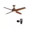 Home Decorators Collection Mercer 52 in. Integrated LED Indoor Distressed Koa Ceiling Fan with Light Kit works with Google Assistant and Alexa
