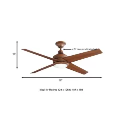 Home Decorators Collection Mercer 52 in. Integrated LED Indoor Distressed Koa Ceiling Fan with Light Kit works with Google Assistant and Alexa