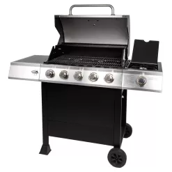 Dyna-Glo DGB515SDP-D 5-Burner Open Cart Propane Gas Grill in Stainless Steel with Side Burner
