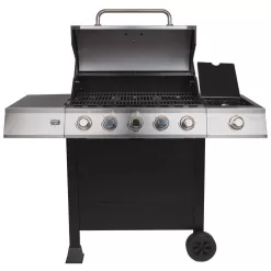 Dyna-Glo DGB515SDP-D 5-Burner Open Cart Propane Gas Grill in Stainless Steel with Side Burner