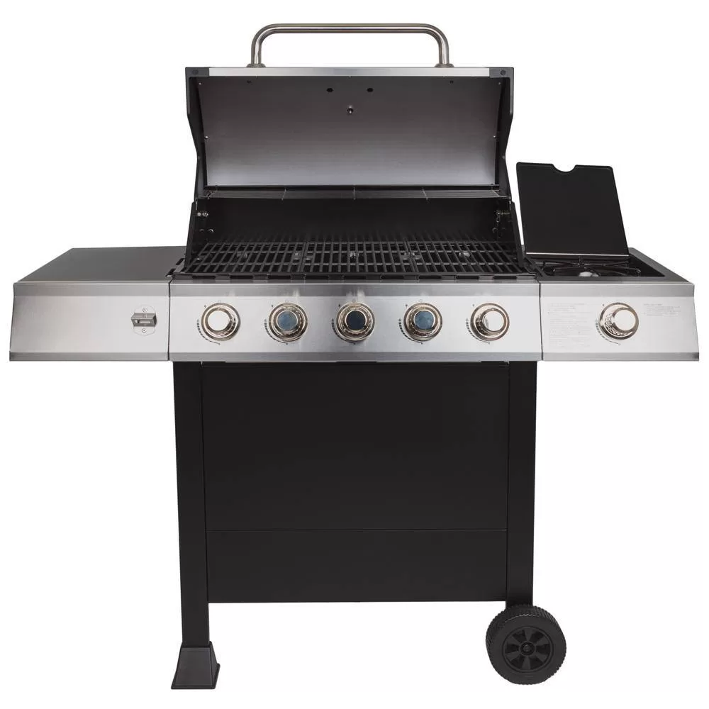 Dyna-Glo DGB515SDP-D 5-Burner Open Cart Propane Gas Grill in Stainless Steel with Side Burner