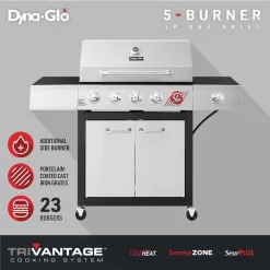 Dyna-Glo DGF481CRP-D 5-Burner Propane Gas Grill in Stainless Steel with TriVantage Multifunctional Cooking System