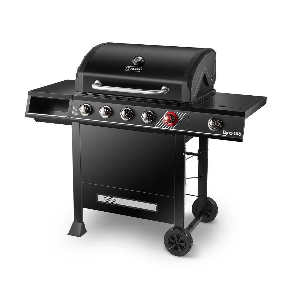 Dyna-Glo DGH474CRP 5-Burner Propane Gas Grill in Matte Black with TriVantage Multifunctional Cooking System