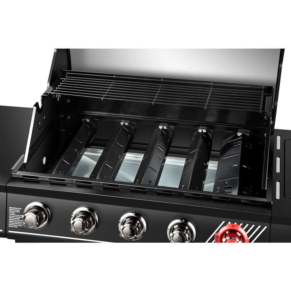 Dyna-Glo DGH474CRP 5-Burner Propane Gas Grill in Matte Black with TriVantage Multifunctional Cooking System