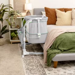 Ingenuity Dream & Grow Bedside Baby Bassinet 2-Mode Crib 0-12 Months, Adjustable Height - Tesse (Green)