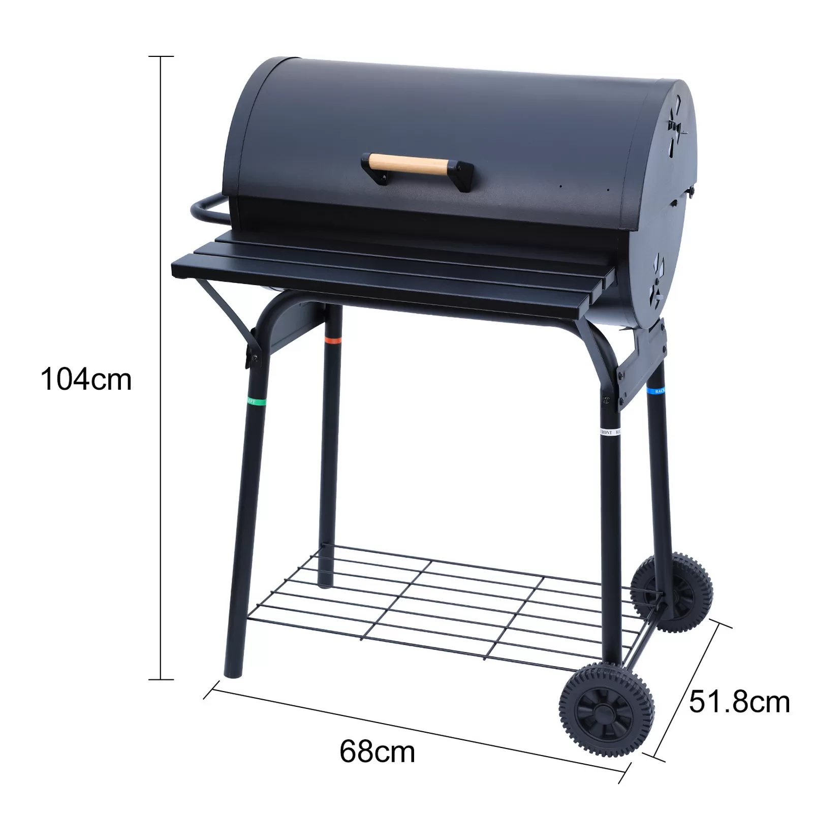 UTEN Outdoor BBQ Grill Charcoal Barbecue Pit Backyard Meat Cooker Smoker Black