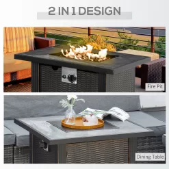 Outsunny 30 Inch Outdoor Propane Gas Fire Pit Table, 50,000 BTU Auto-Ignition Square Wicker-effect Gas Firepit, CSA Certification