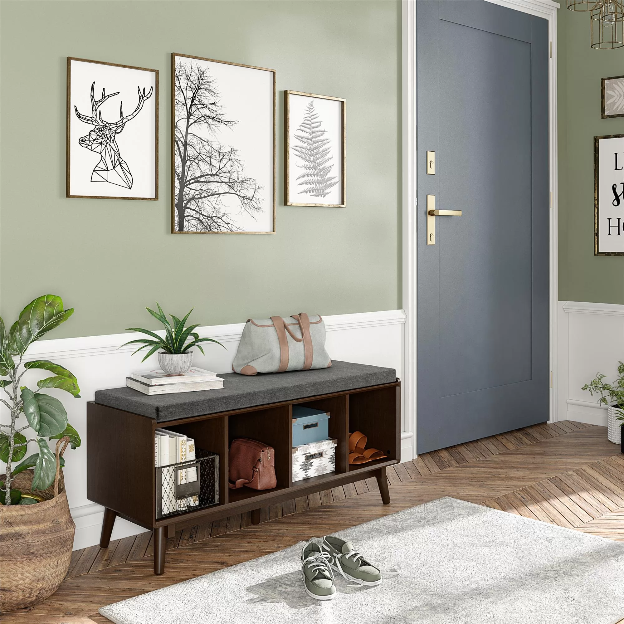 Novogratz Brittany Entryway Bench, Walnut
