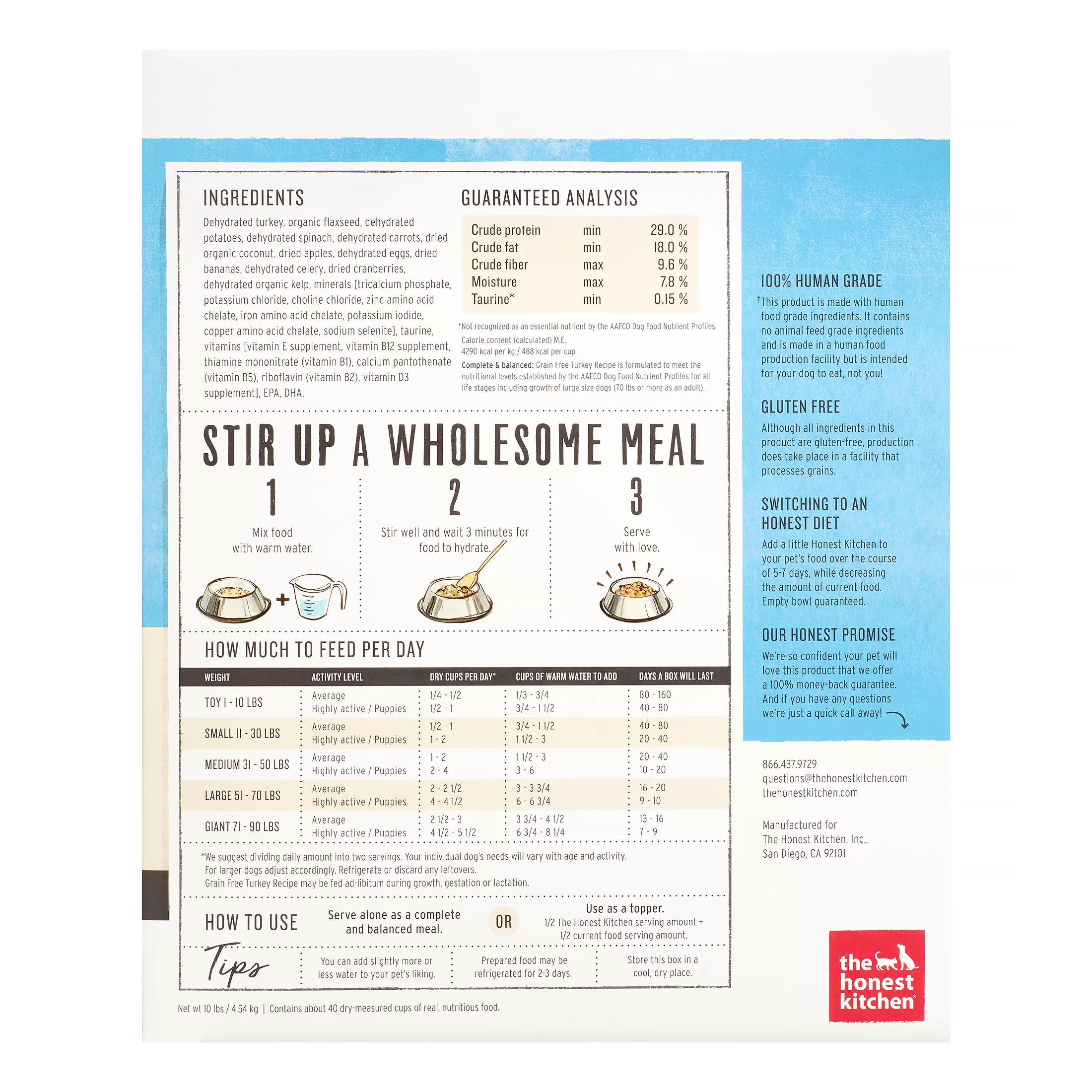 The Honest Kitchen Embark: Natural Human Grade Dehydrated Dog Food, Grain Free Turkey, 10 lbs (Makes 40 lbs)