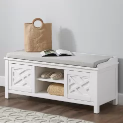 Alaterre Coventry Storage Bench, Dove Gray and White