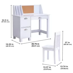 KidKraft Children's Wooden Study Desk with Chair, White