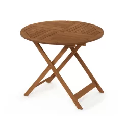 Furinno Tioman Outdoor Hardwood Sunlight Folding Table with Umbrella Hole