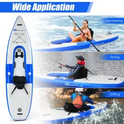 Goplus 1 Person Inflatable Kayak Includes Aluminum Paddle with Hand Pump Blue