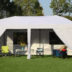 Ozark Trail 20' x 10' Straight Leg (200 Sq. ft Coverage), White, Outdoor Easy Pop up Canopy