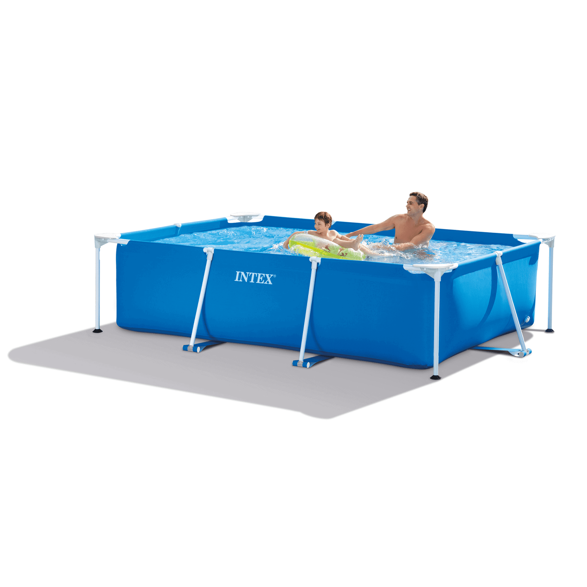 Intex 8.5 x 5.3 x 2.13 Foot Rectangular Frame Above Ground Swimming Pool, Blue