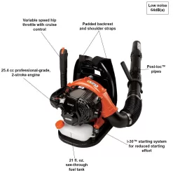 ECHO PB-265LN 158 MPH 375 CFM 25.4 cc Gas 2-Stroke Cycle Backpack Leaf Blower with Hip Throttle