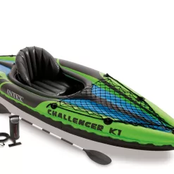 Intex Challenger K1 1-Person Inflatable Sporty Kayak w/ Oars And Pump (3 Pack)