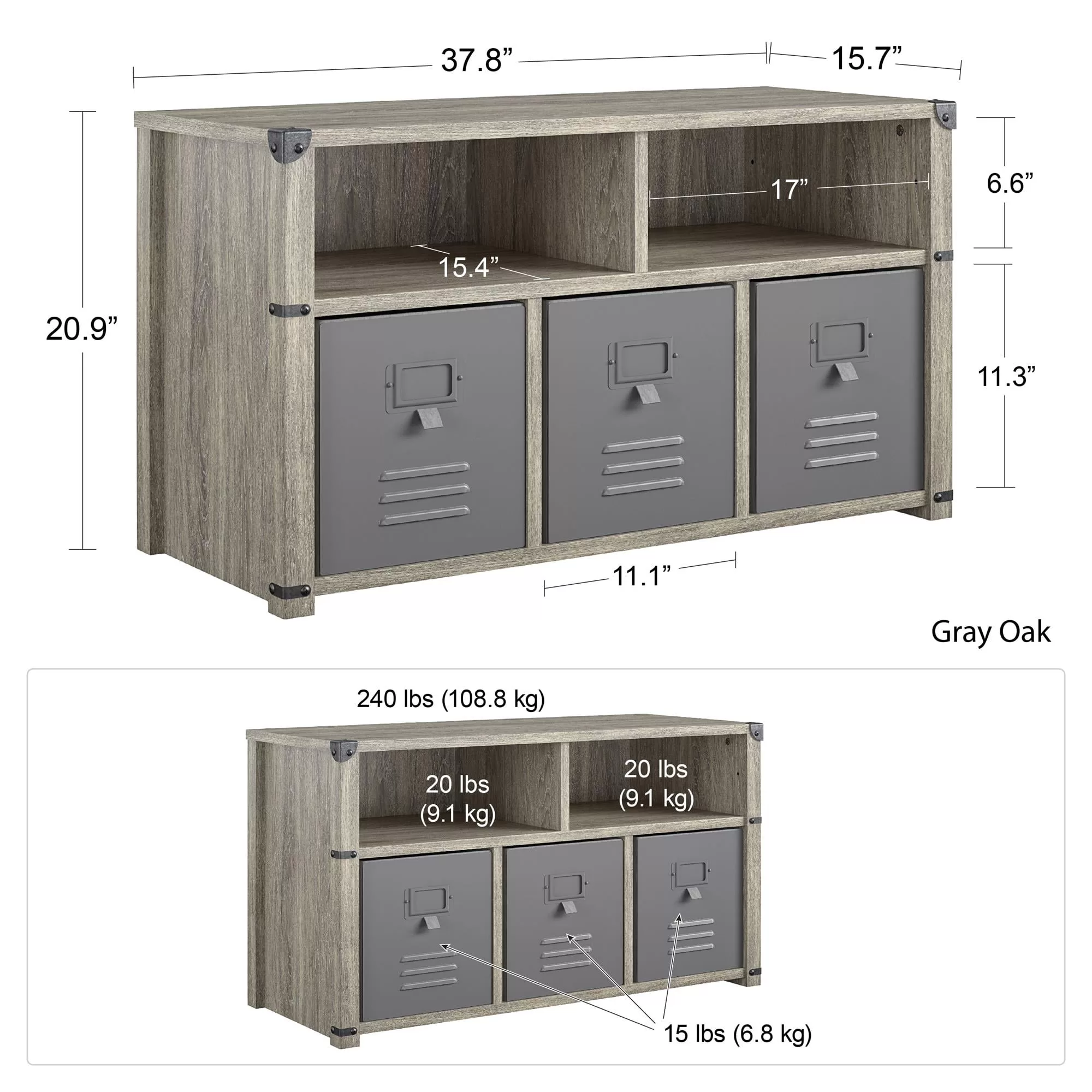 Little Seeds Nova Bedroom Storage Bench – Grey Oak