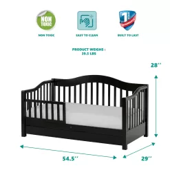 Dream on Me Toddler Day Bed with Storage, Black